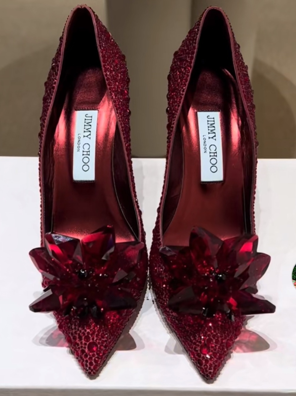 Jimmy Choo Red Crystal Cinderella Heels - Picture 5 of 9